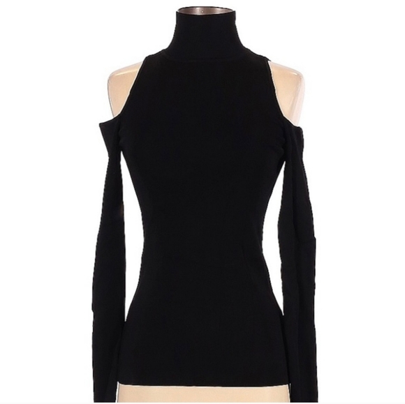 White House Black Market Sweaters - White House Black Market Cold Shoulder Black Turtleneck, size small